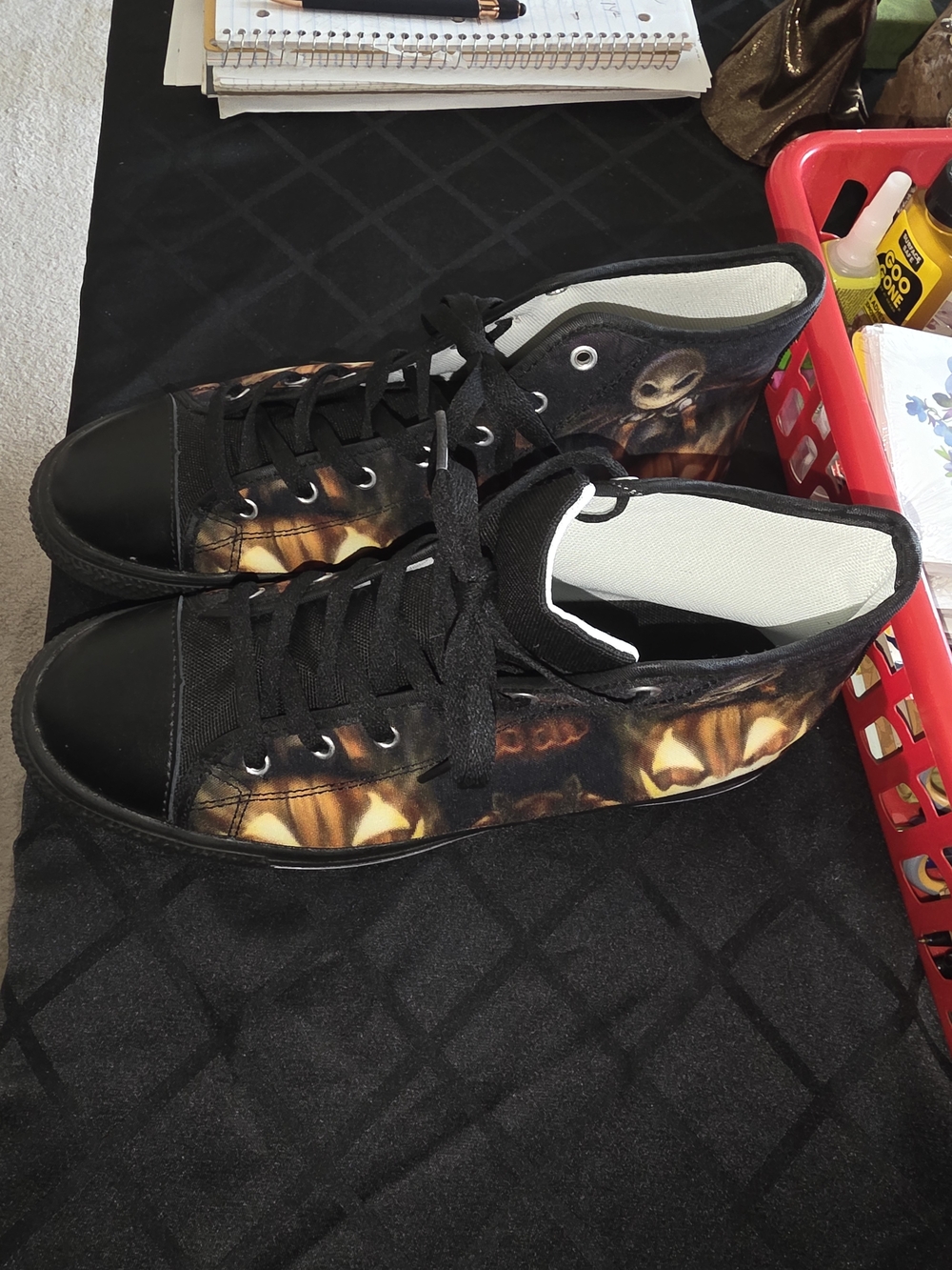 Men's Black High-Top Canvas Sneakers with Flame Graphic